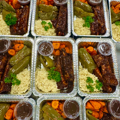 Ribs de porc BBQ maison (3 ribs), riz et légumes