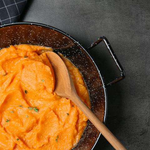 Baked mashed potatoes and sweet potatoes