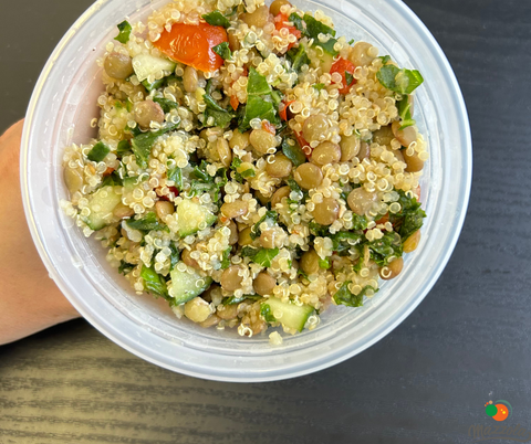 Quinoa, lentil, kale and vegetable salad