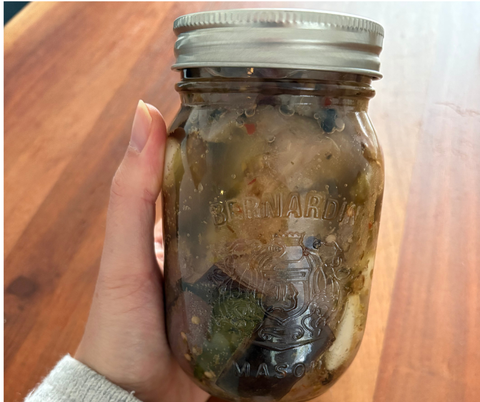 Aubergines marinées à l'huile à l'italienne avec oignons et ail