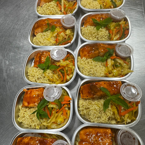 Saumon Asiatique, riz et légumes