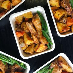 Chicken drumsticks (2 or 8) with roasted potatoes and vegetables - Gluten and lactose free