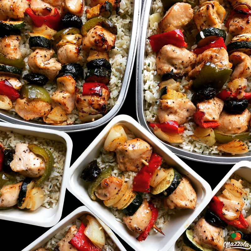 21 FEB - Chicken and vegetable brochettes on sautéed rice and onions (gluten free)