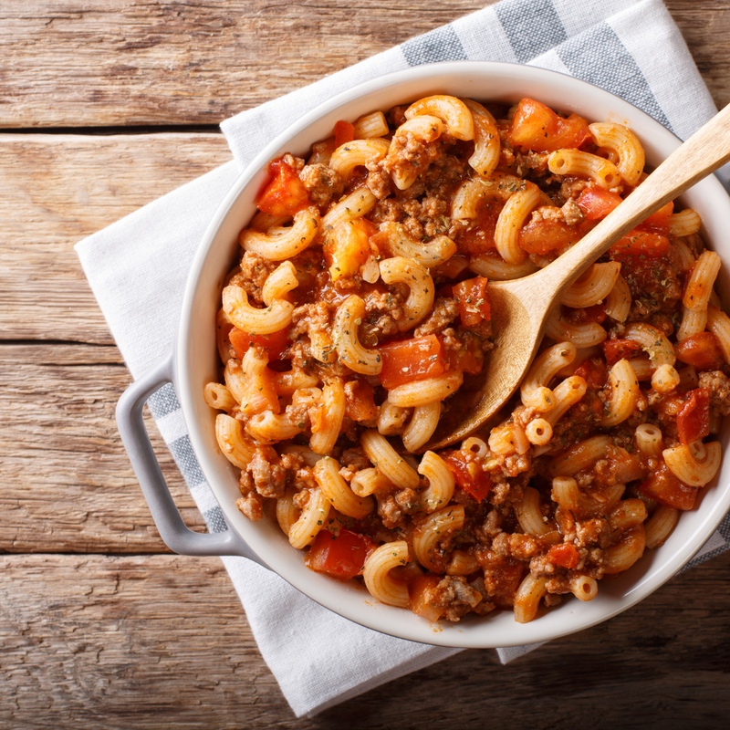 Macaroni and beef sauce (option with or without cheese)