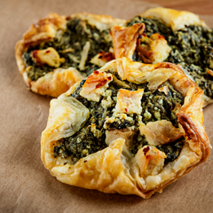 NEW: veggie puffs (feta cheese, parmesan cheese, spinach and red peppers)