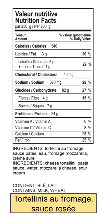 Tortellinis, sauce rosée